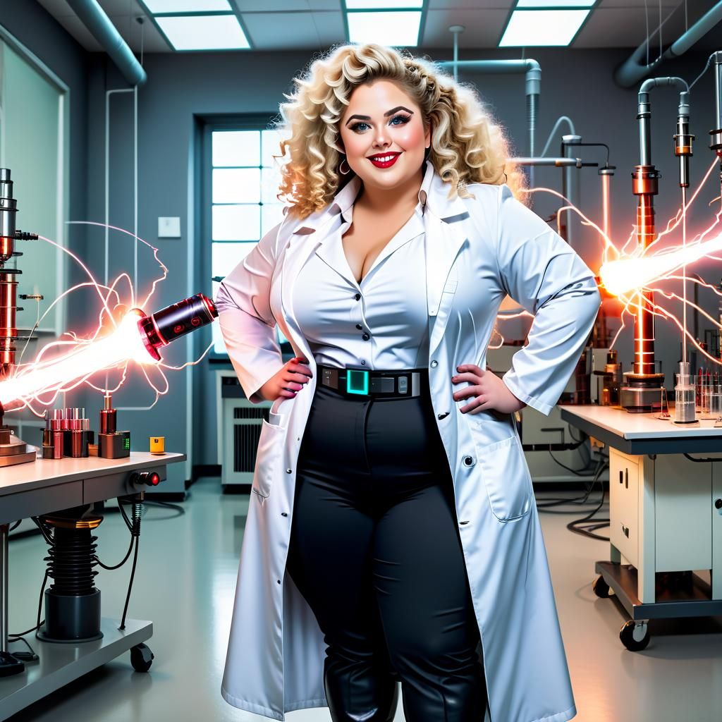 Curvy Mad Scientist in Elaborate Laboratory