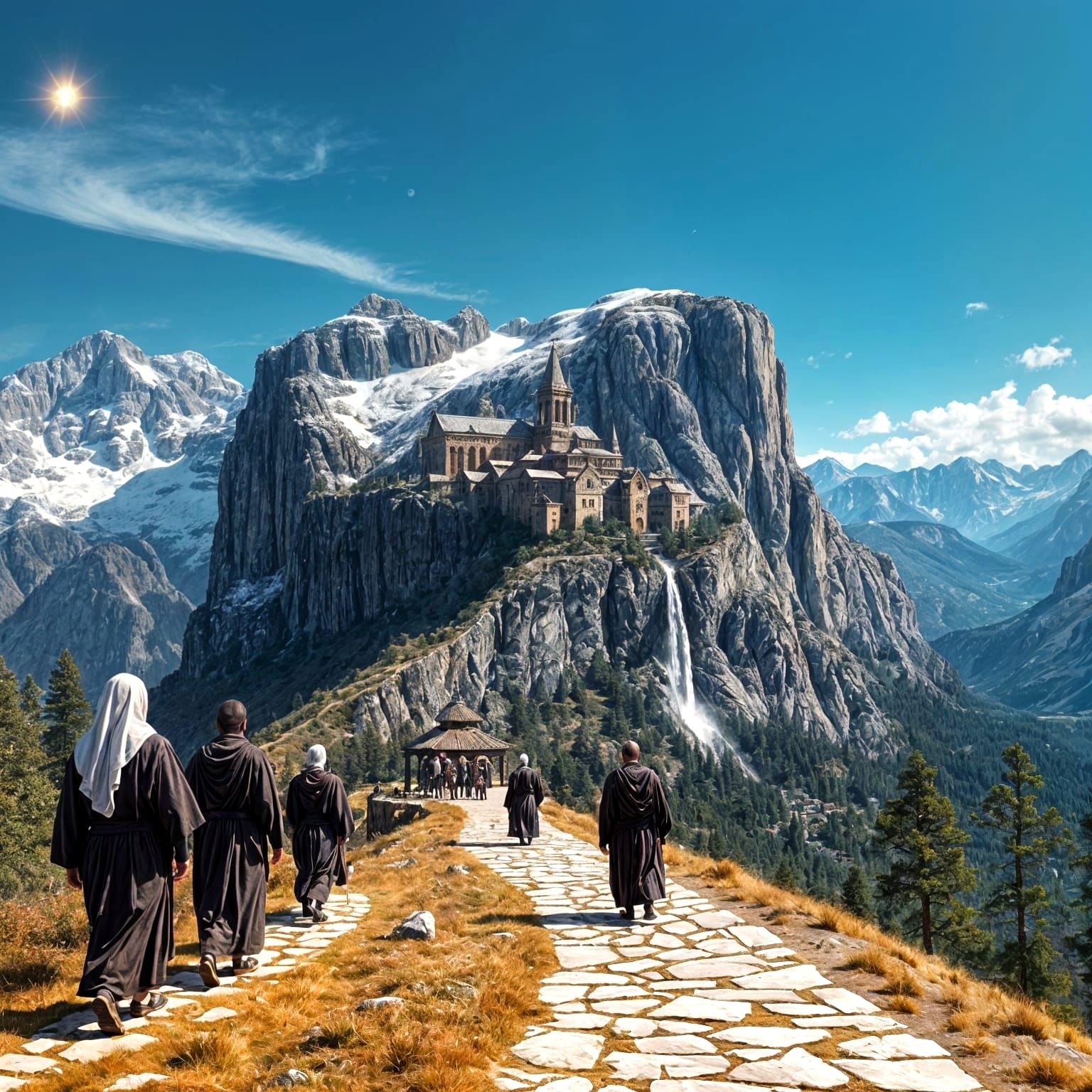 Majestic Abbey Amidst Majestic Mountainscape