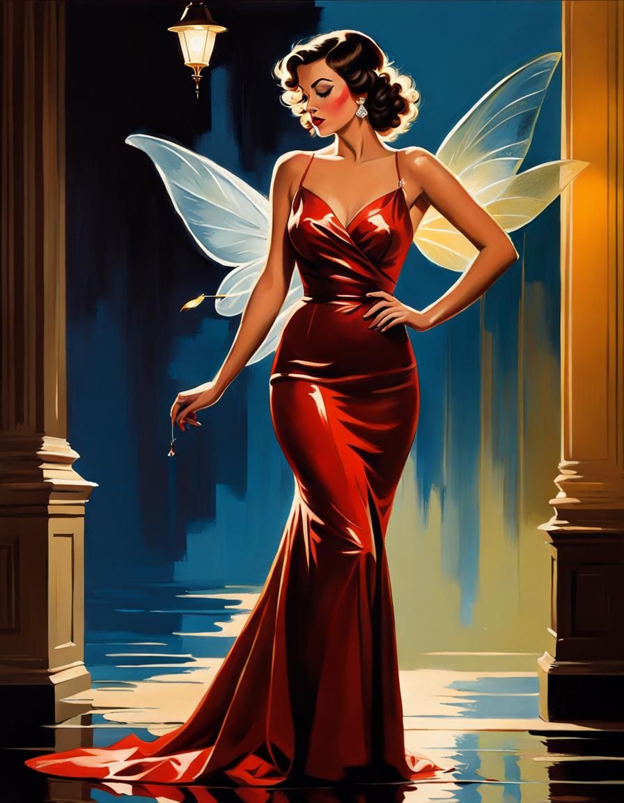 Tinkerbell in Jack Vettriano Oil Painting Style
