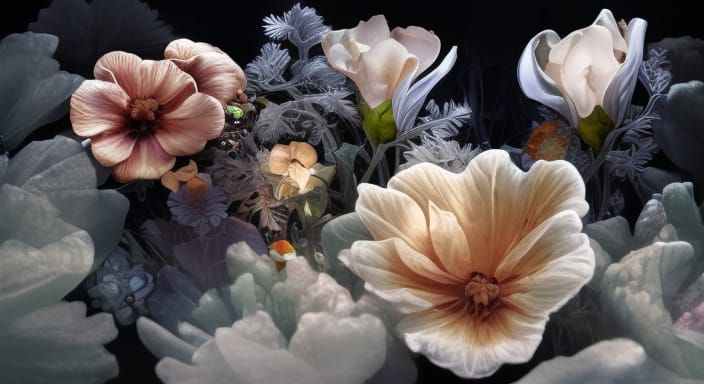 Bioluminescent Stained Glass Flower in Orange Crystal