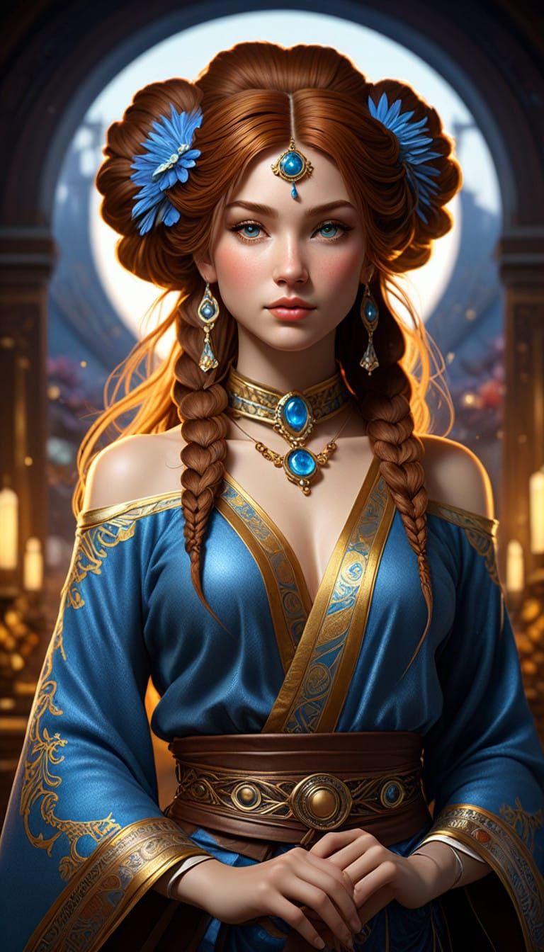 A Stunning Female Portrait in Hyper-Realistic Art Nouveau St...