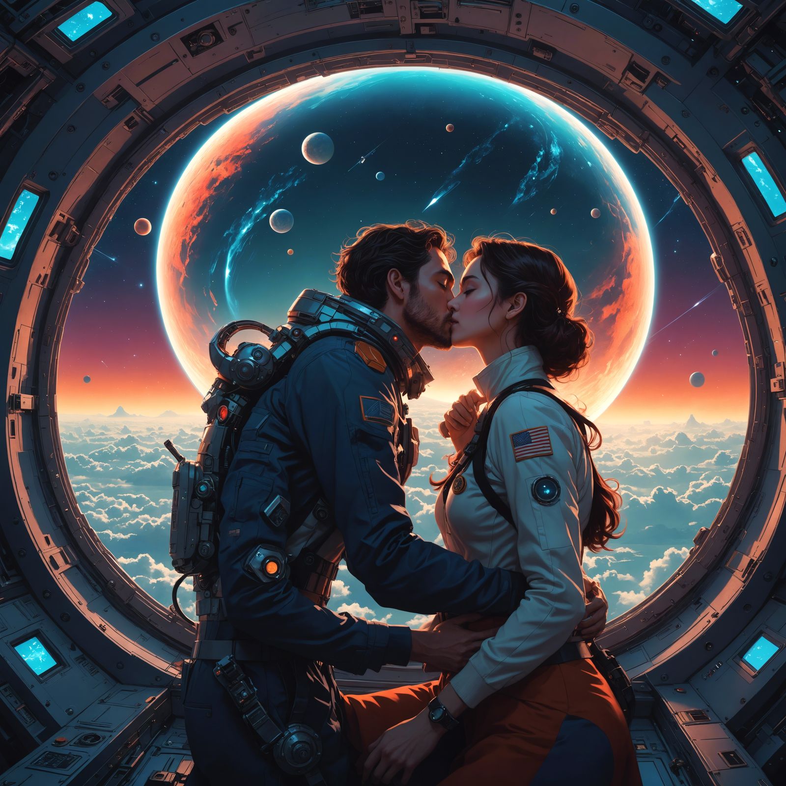 Sci-Fi Kiss in Space: A Biopunk Love Scene