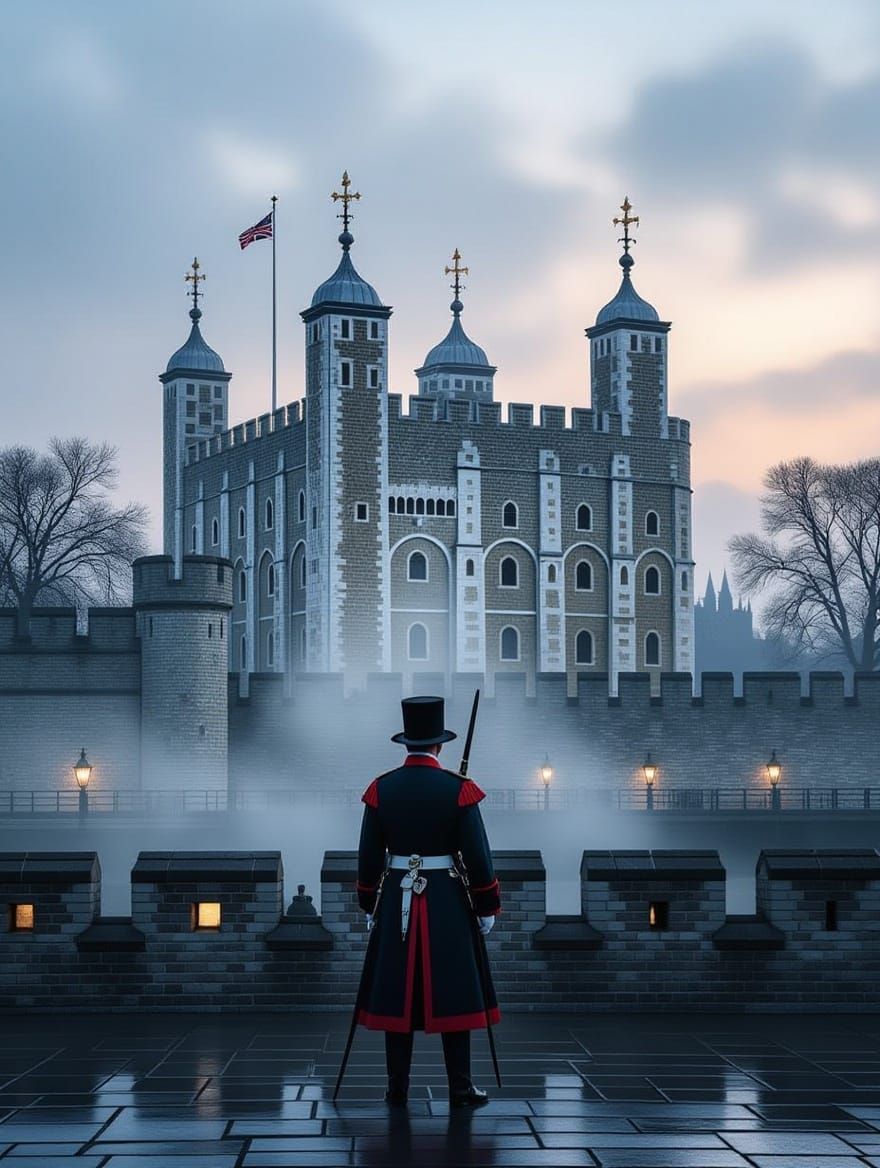 Tower of London at Dusk: Gothic Architecture
