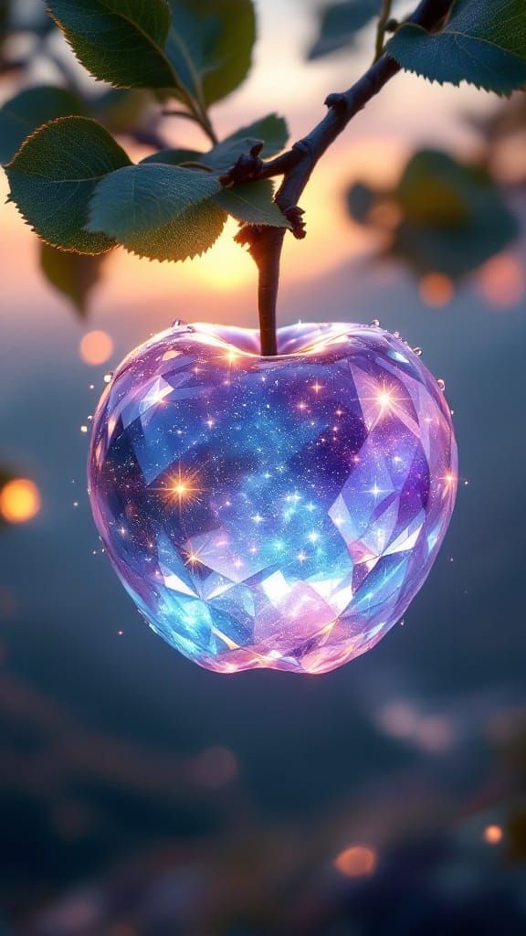 Delicate Diamond Apple in Dawn's Glow