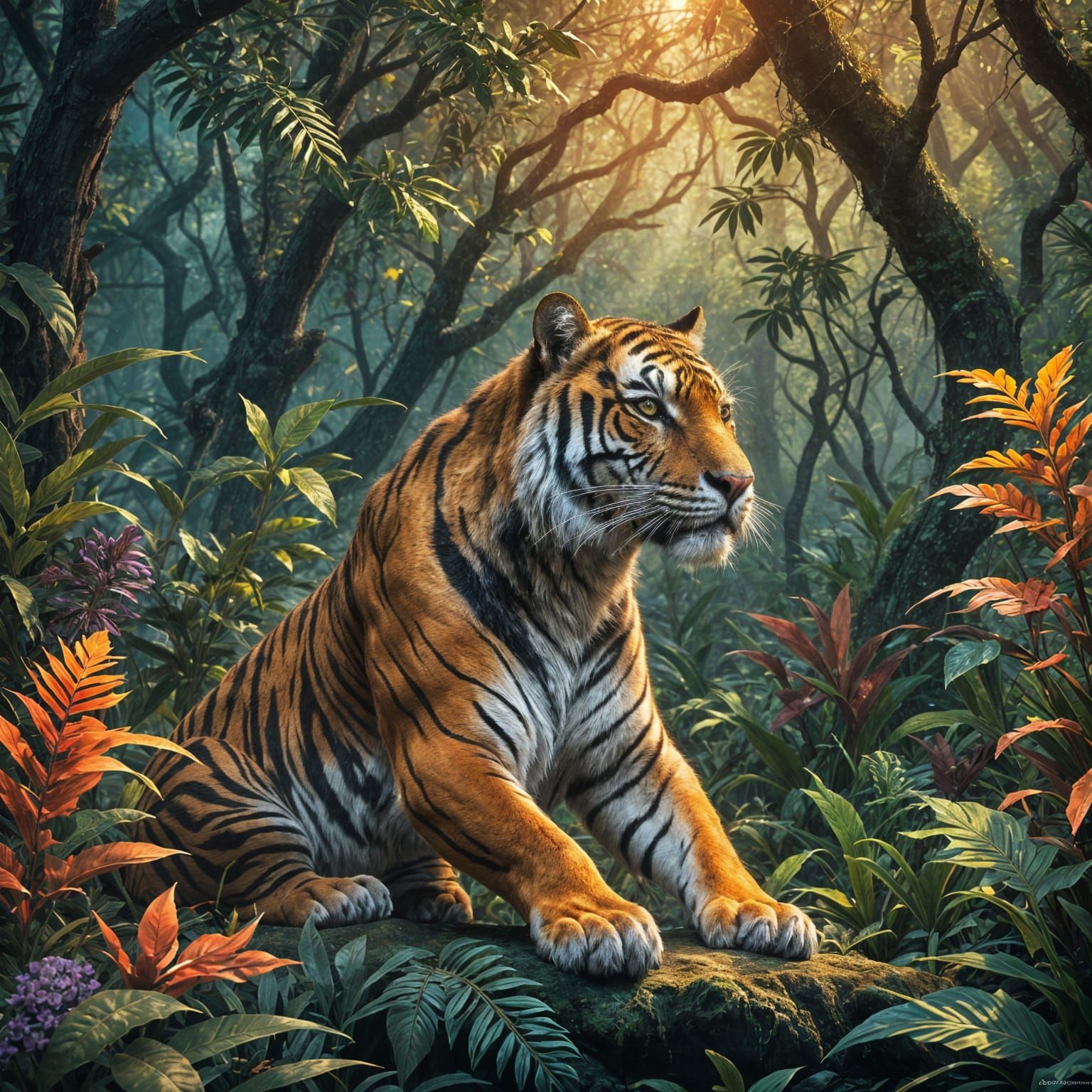 Fiery Tiger: Detailed Fantasy Concept Art