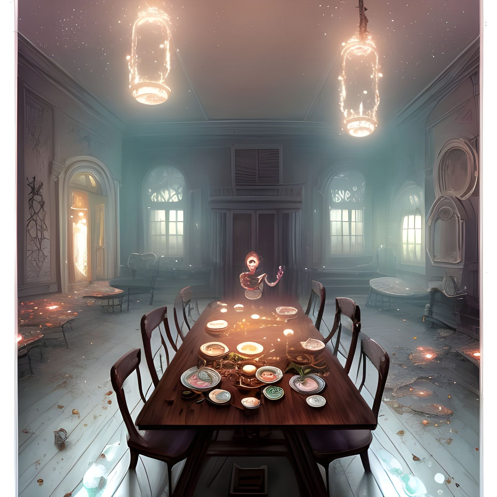 Haunted Mansion Dinner in Digital Illustration