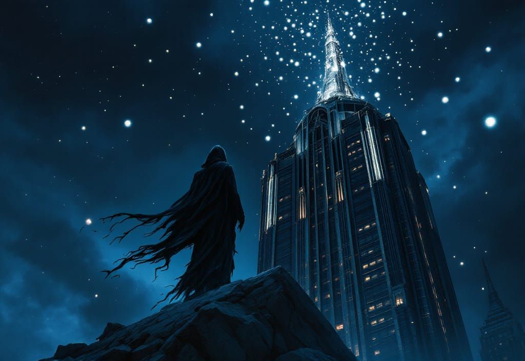 Grim Reaper Art Deco Skyscraper Souls Night