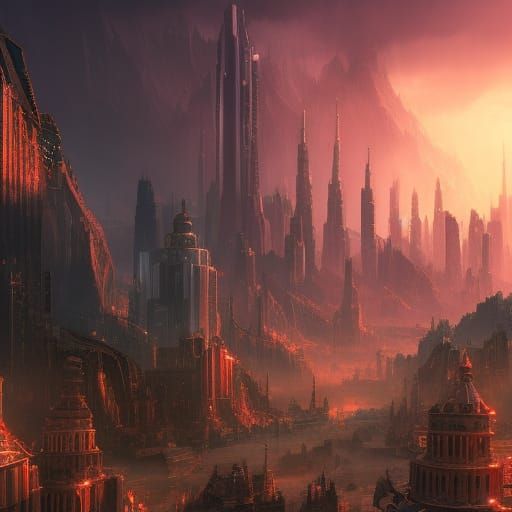 Detailed Future City Concept Art in 8K