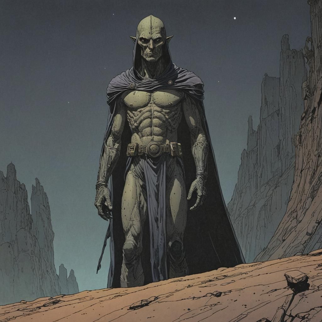 Grimdark Sci-Fi Landscape in Graphic Novel Style