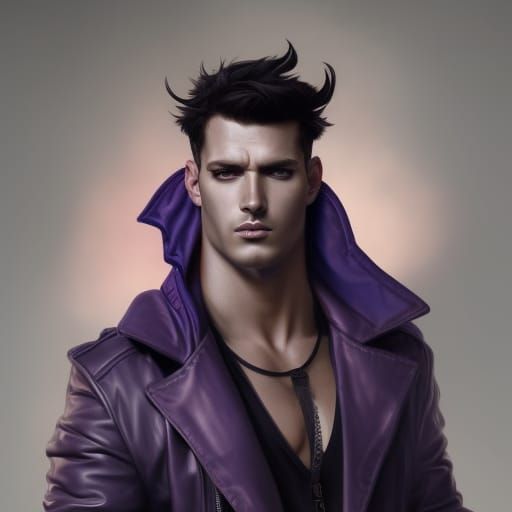 Handsome Male Demon Portrait in Hyperdetailed Style