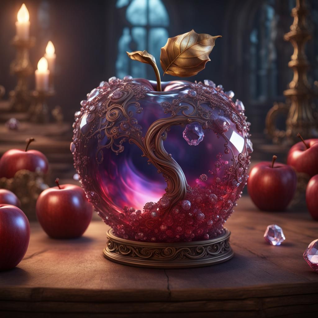 Beautiful Crystal Apple in Detailed Matte Painting