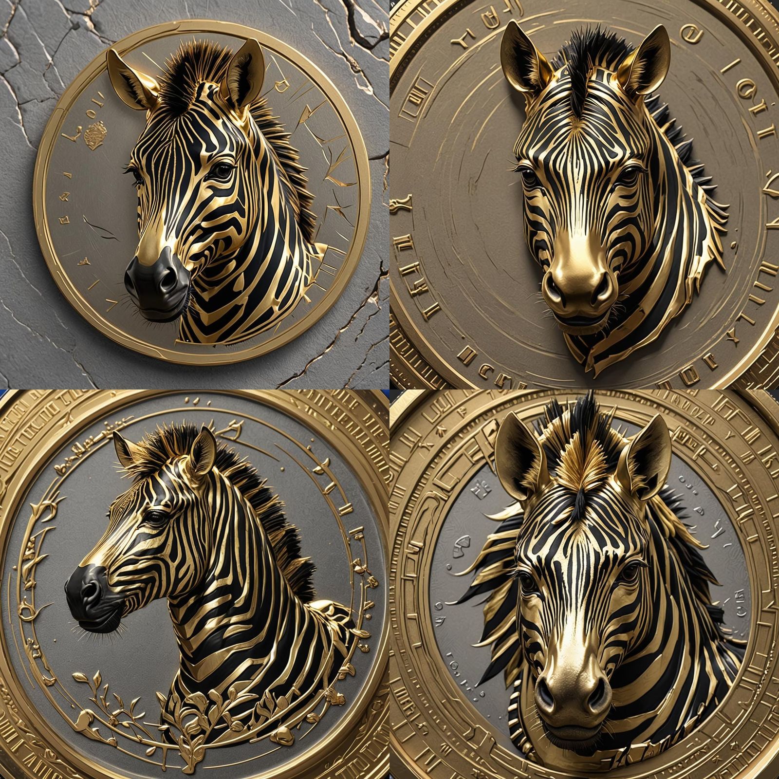 Golden Zebra Coin in 3D Anime Style