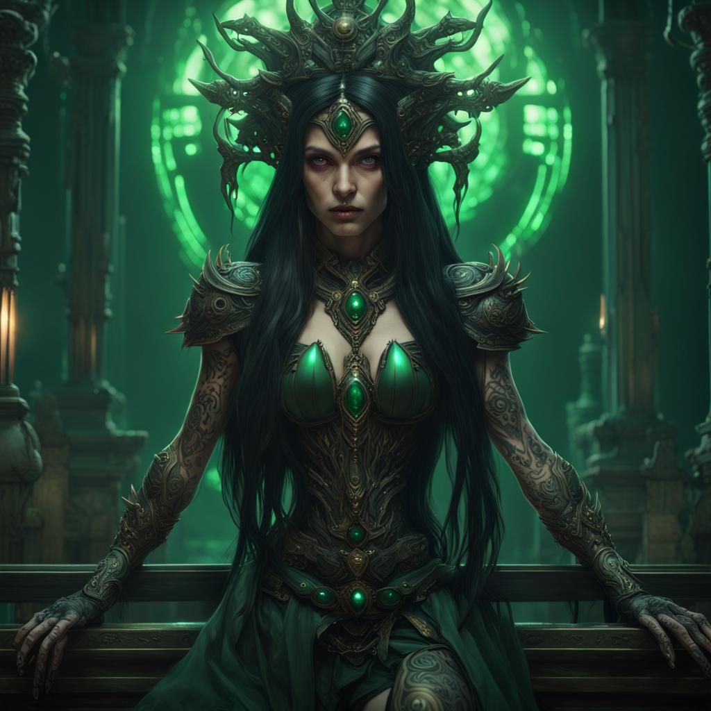 Sci-Fi Solarpunk Plague Princess with Glowing Eyes