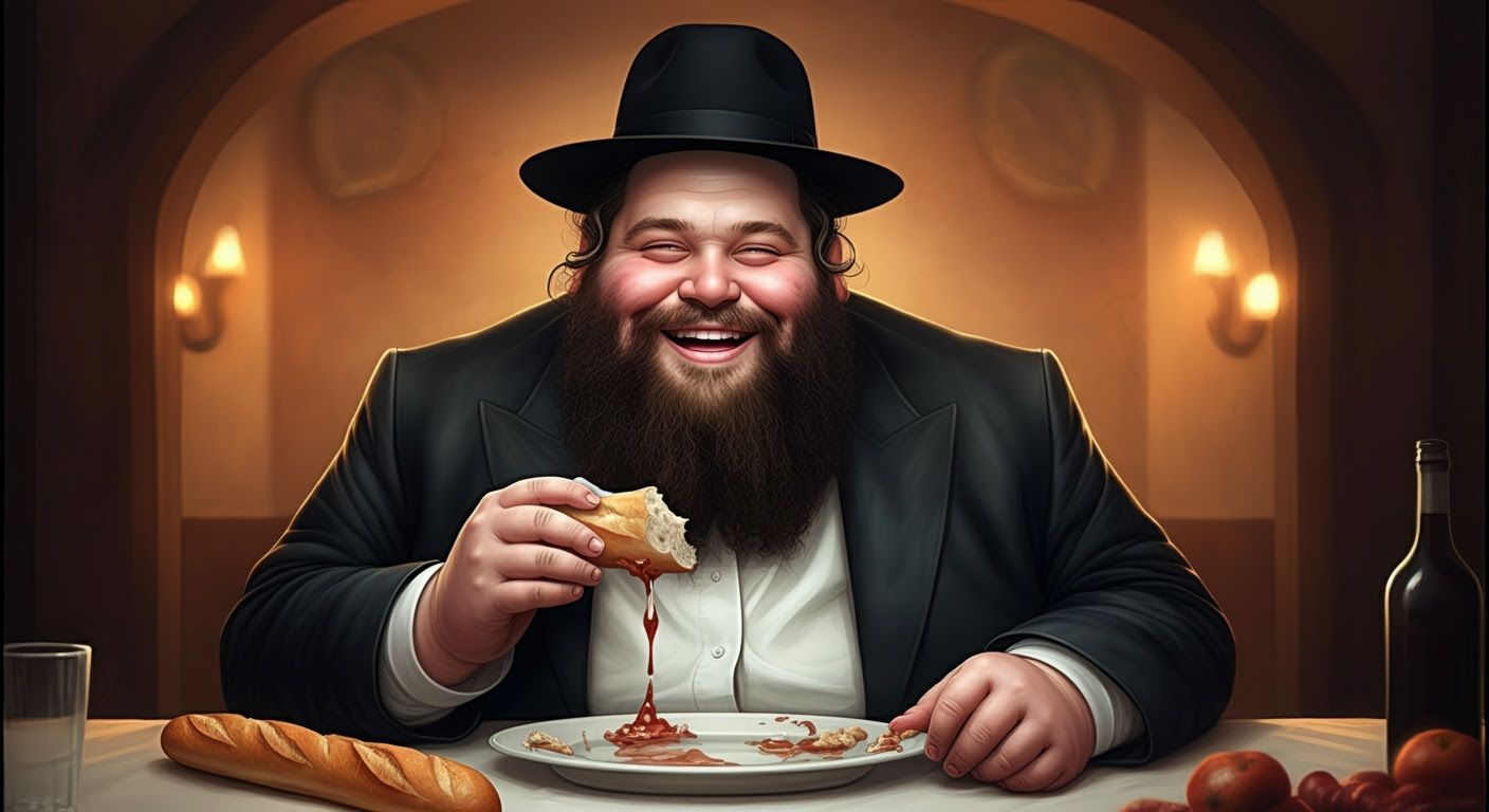 Joyful Man Enjoying Meal, Digital Comic Illustration