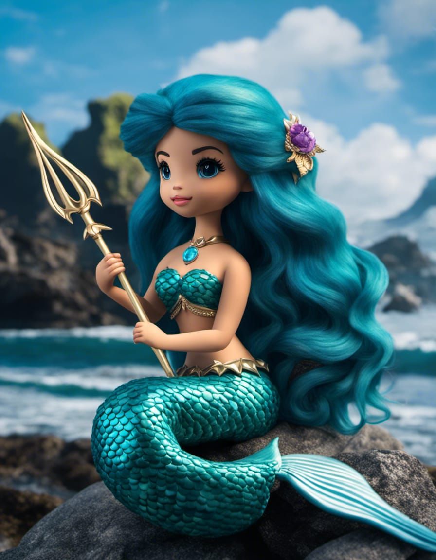 Little mermaid on a rocky shore. 🧜‍♀️