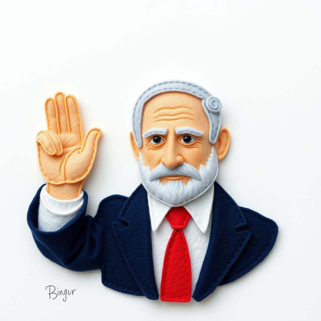 Felt Sculpture of Benjamin Netanyahu
