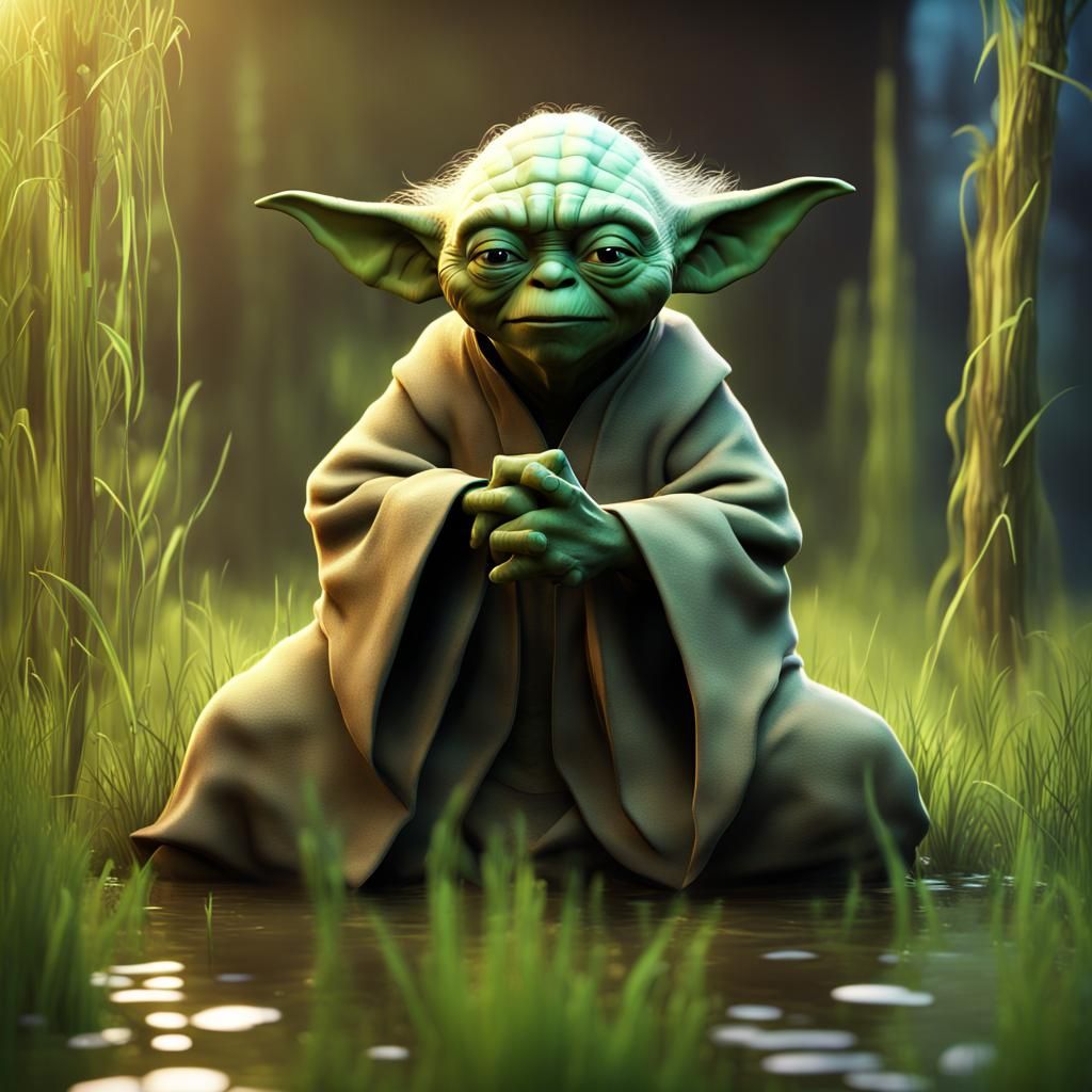 Yoda Eats Grass: Pixar-Style 3D Digital Art