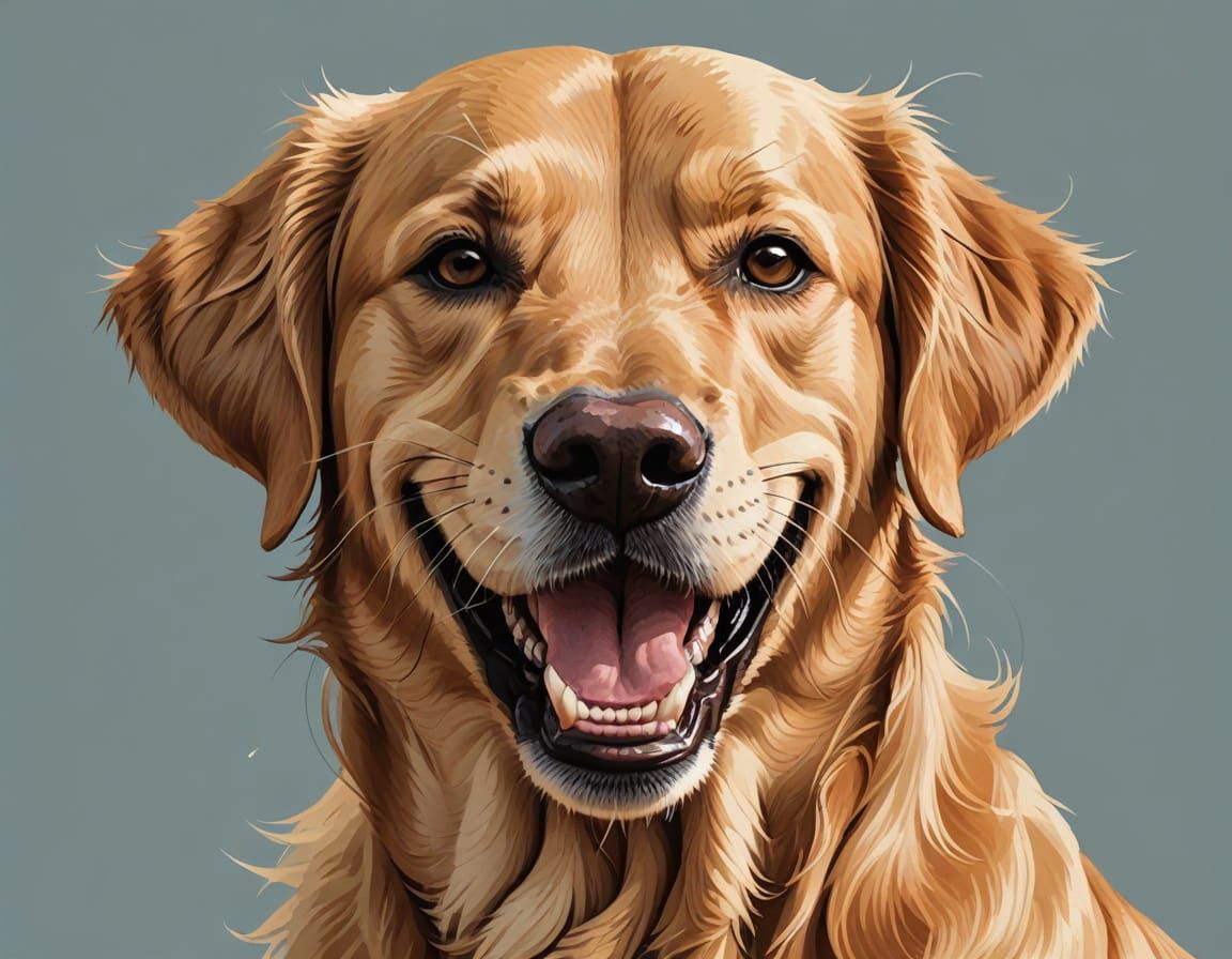 Grinning Retriever Illustration