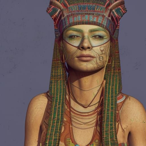 Egyptian Woman Portrait in Hyperrealism Style