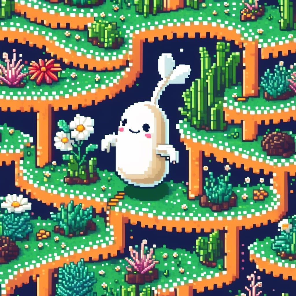 Potworm's Pixellated Adventure Through Happy Plants