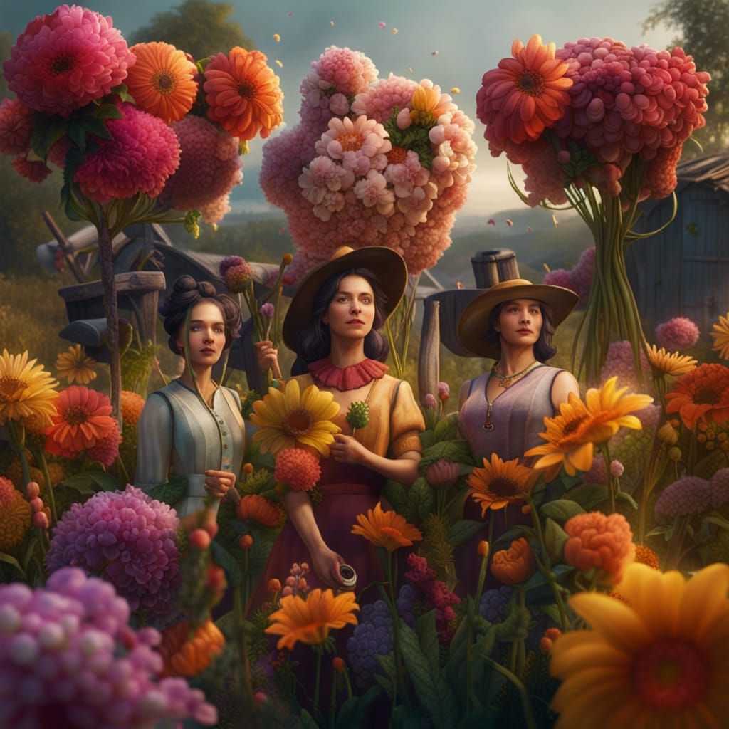Floral Women in a Fantastical Matte Painting