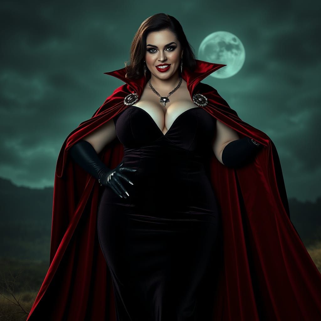 Gothic Vampire Queen in Dracula-Inspired Cape
