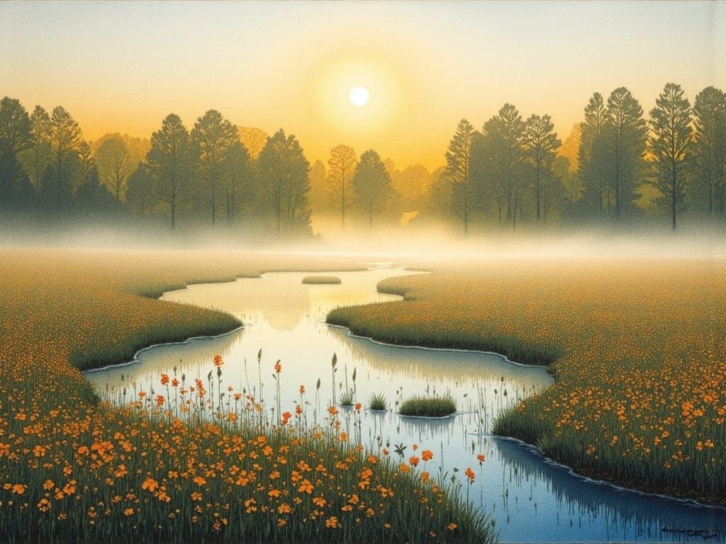 Wildflower Bog in Watercolor with Wet-on-Wet Technique