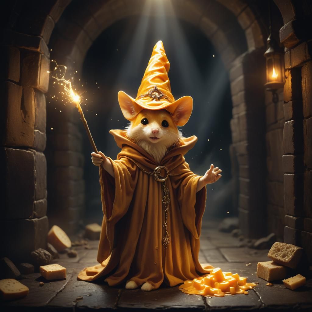 Cheese Wizard Conjuring Spell in Dungeon