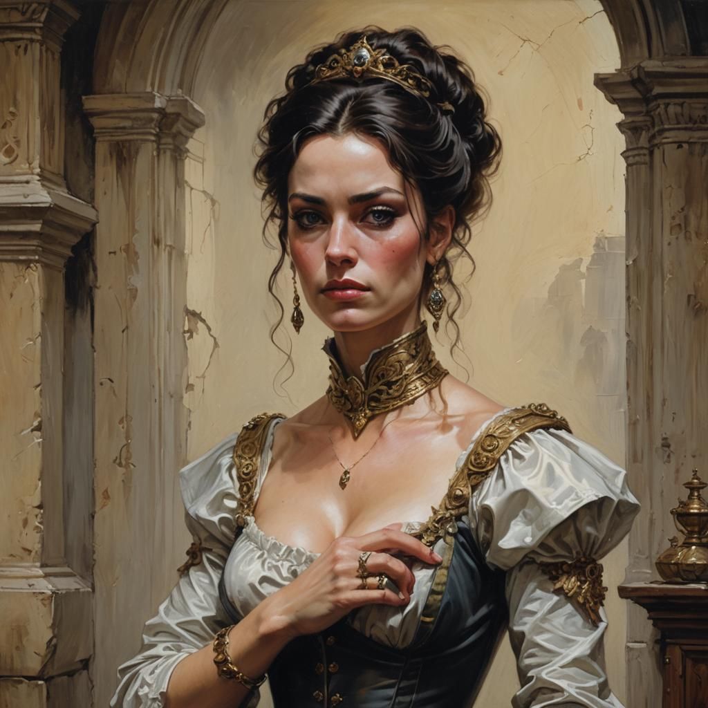 Victorian Noble Woman as Oil Painting