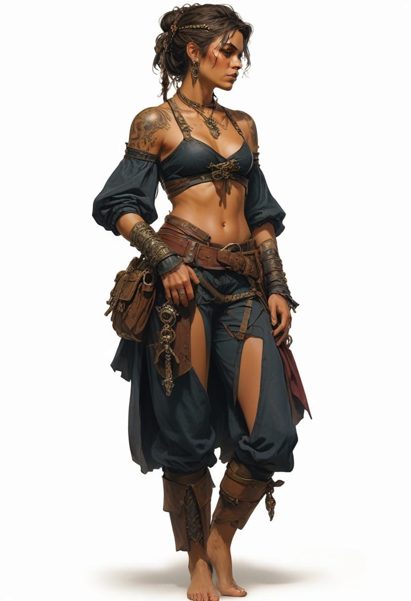 Gothic Heroine Pirate of the 18th Century in Cyberpunk-Inspi...