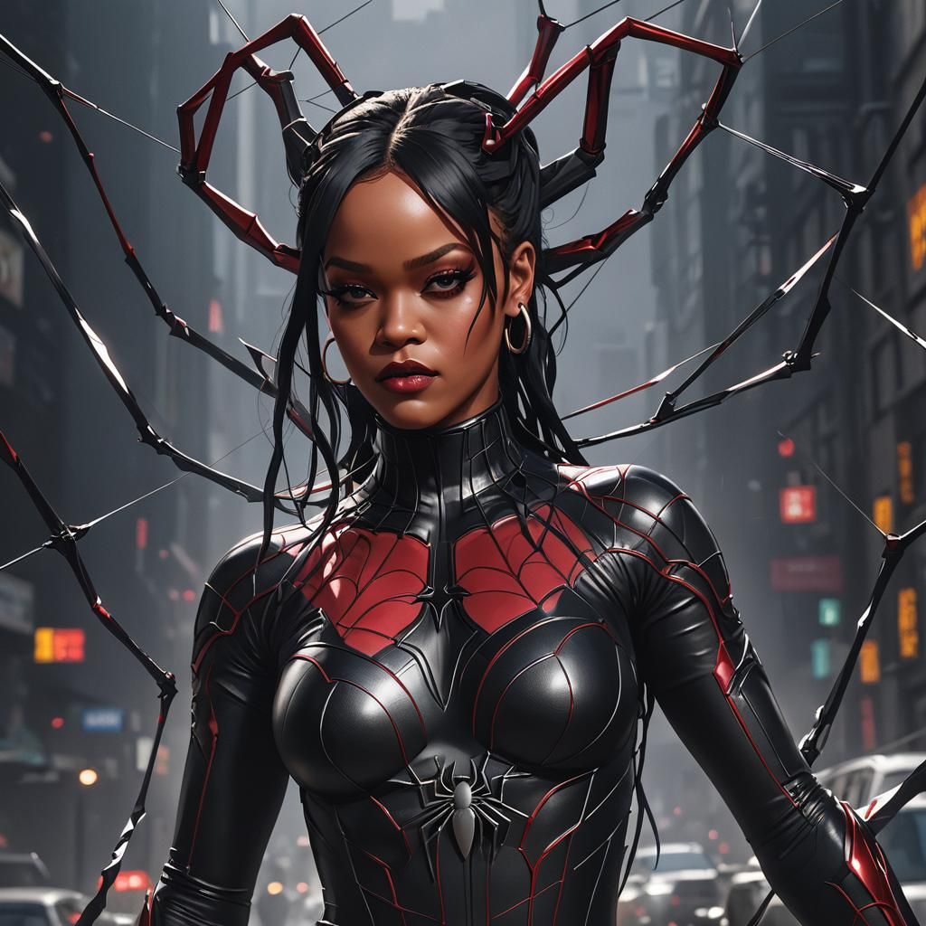 Rihanna as Spider-Woman: 3D Anime Art