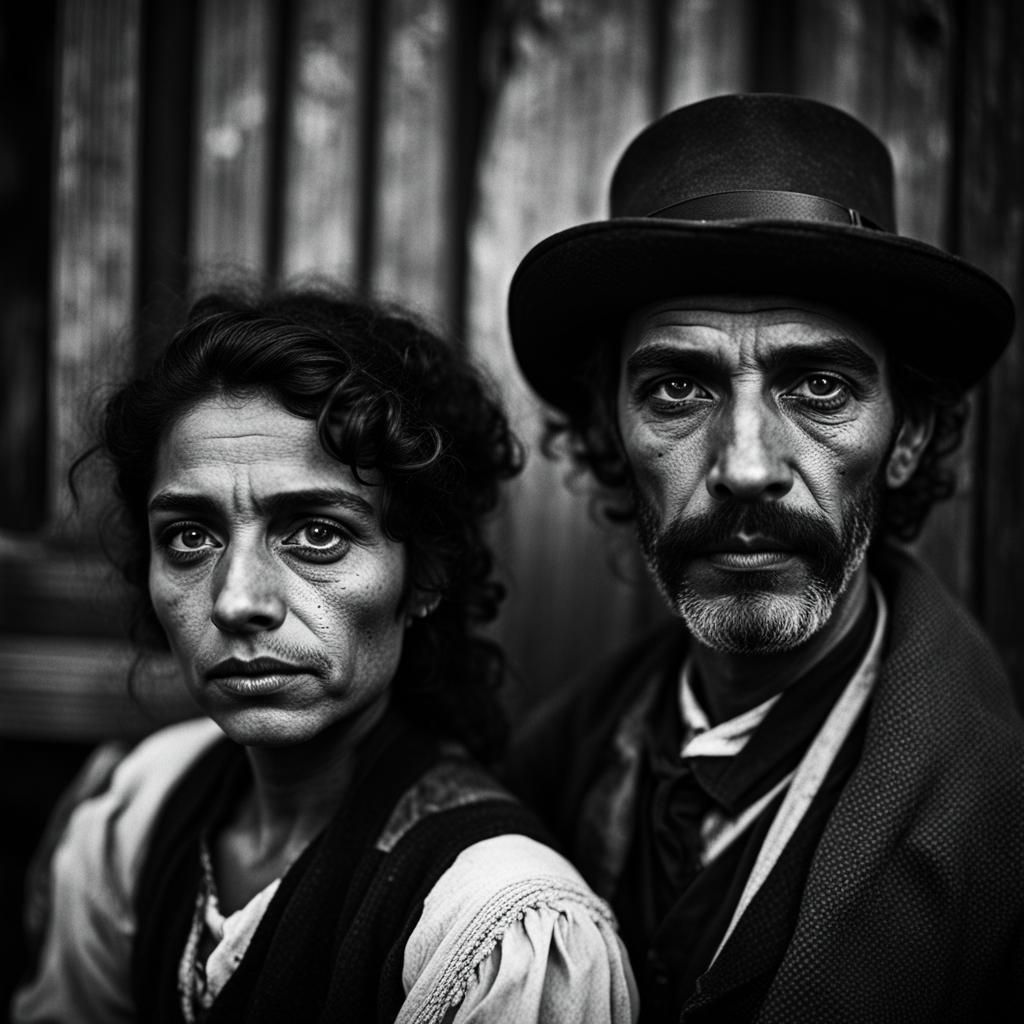 Monochrome Portrait of a Romani Couple, 1900s Style