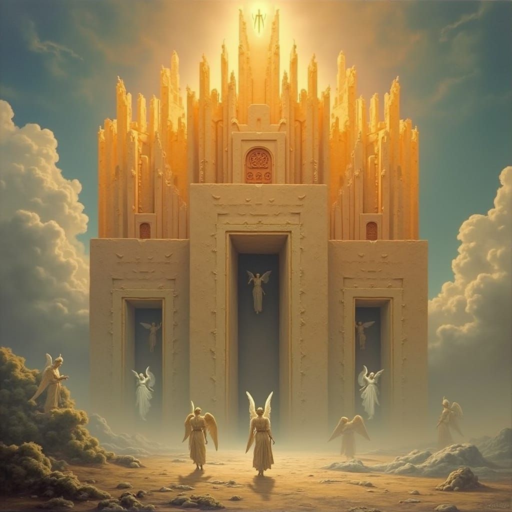 Angelic Doors: A Surreal Architectural Dreamscape