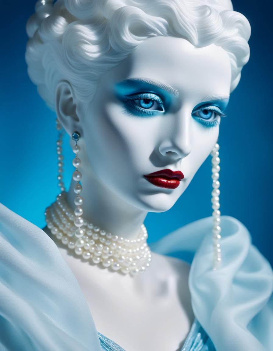 Sad Milk Glass Figure in Vaporwave Style