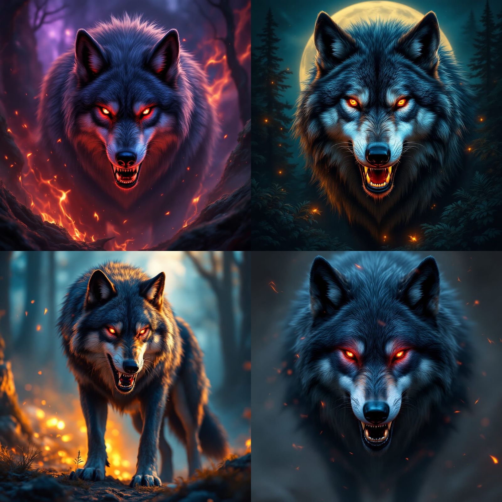 Wolf in Fantasy Landscape with Deep Colors