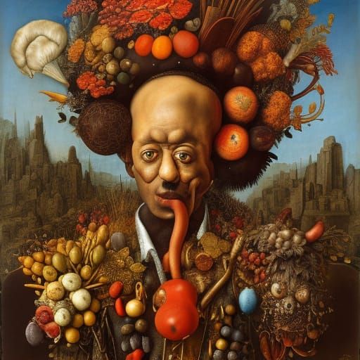 Charlie Parker Portrait in Arcimboldo Style