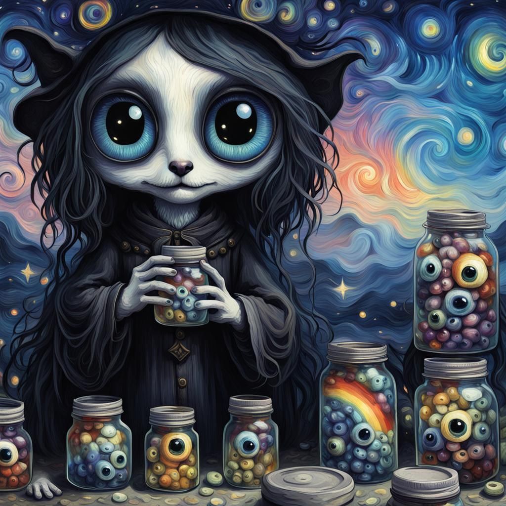 Gothic Creature with Jars of Dreams