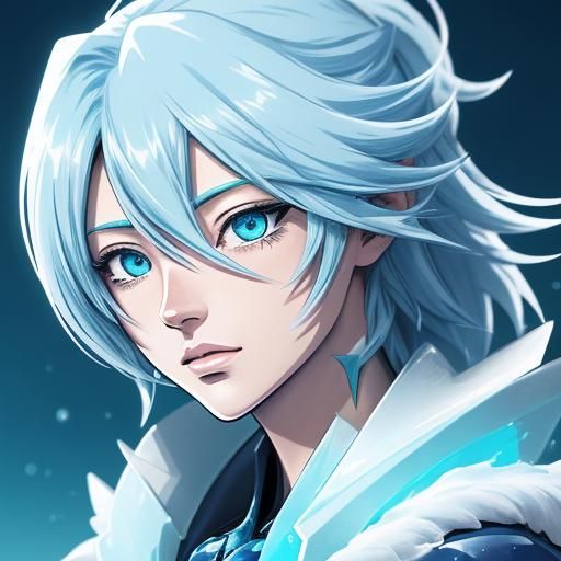 Icy Anime Creature in a Crystalline World