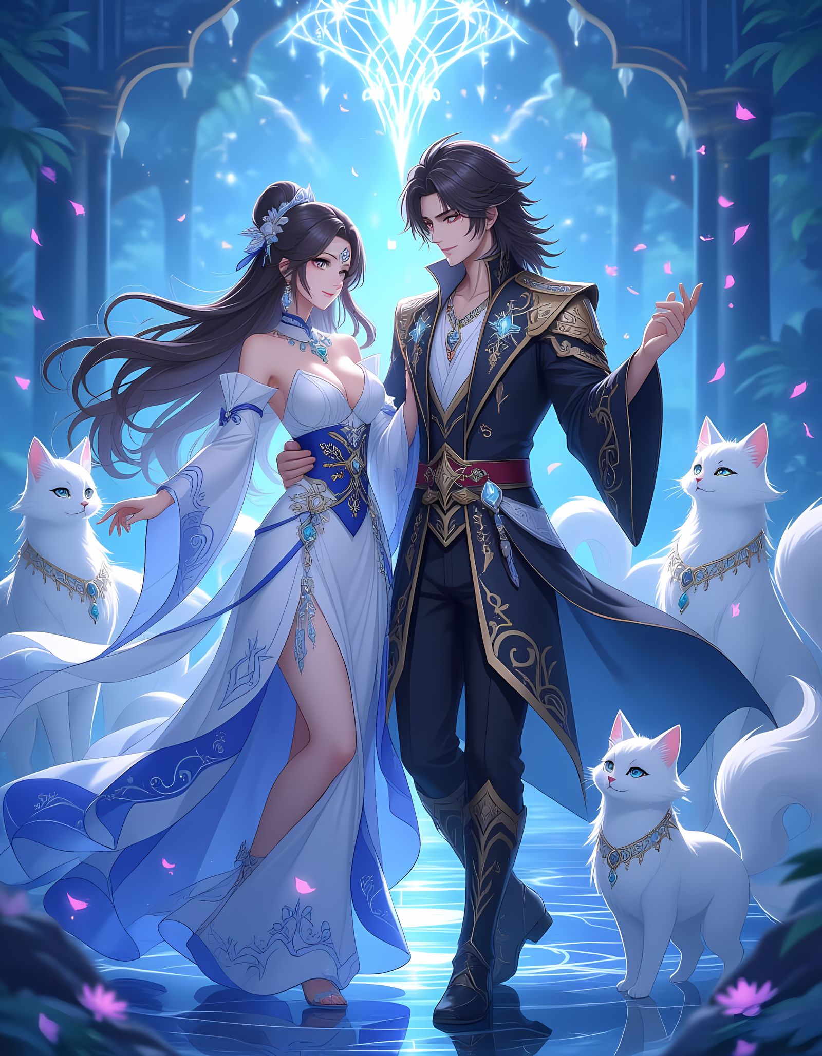 Anime Couple Dancing in Enchanted Magical Realm