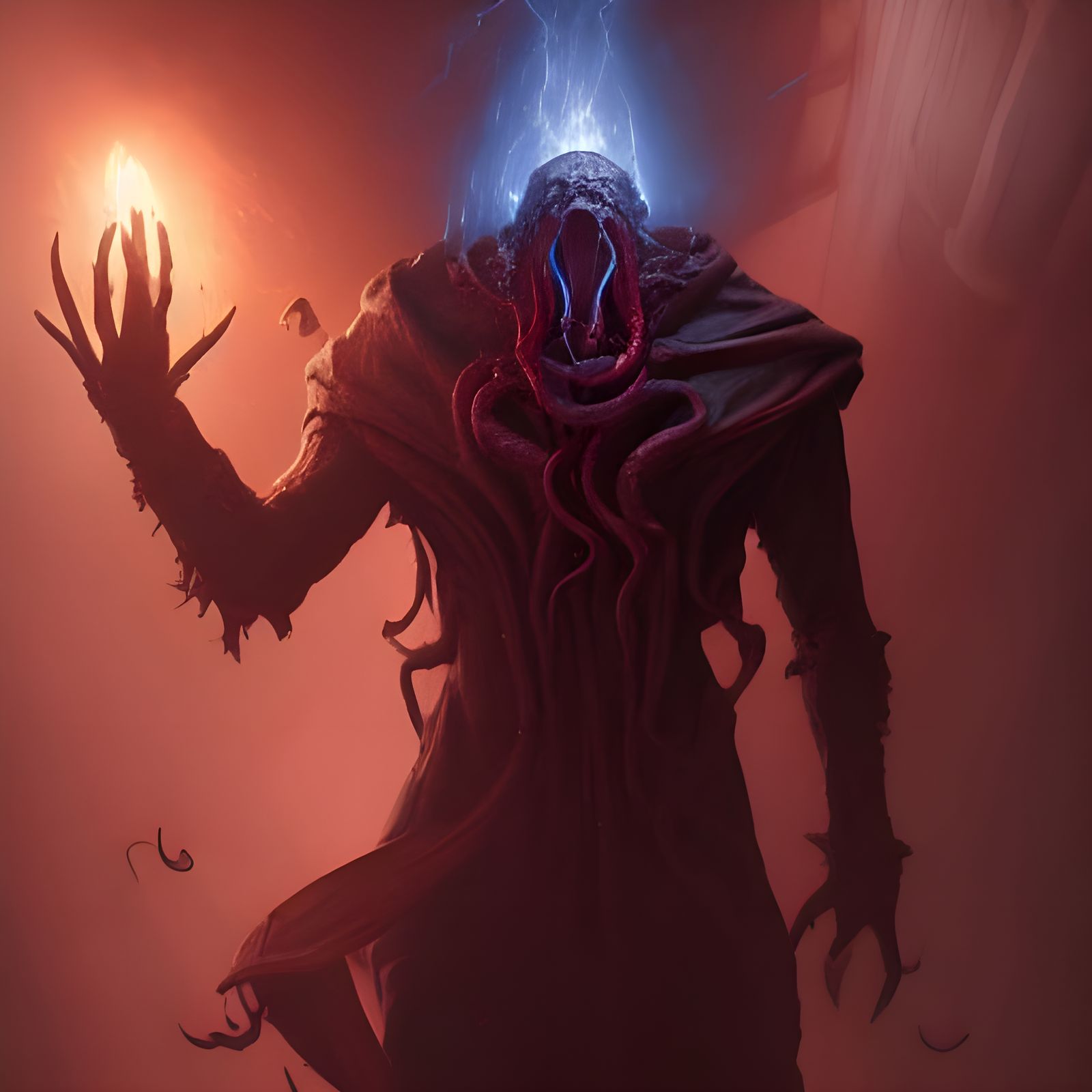 Illithid Using Psychic Power in Dark Fantasy Art