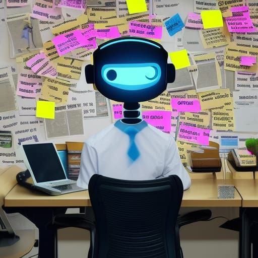 AI Robot Office Worker Sleeping at Desk