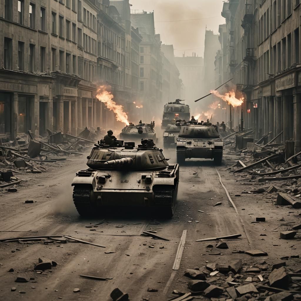 tanks rolling down the street