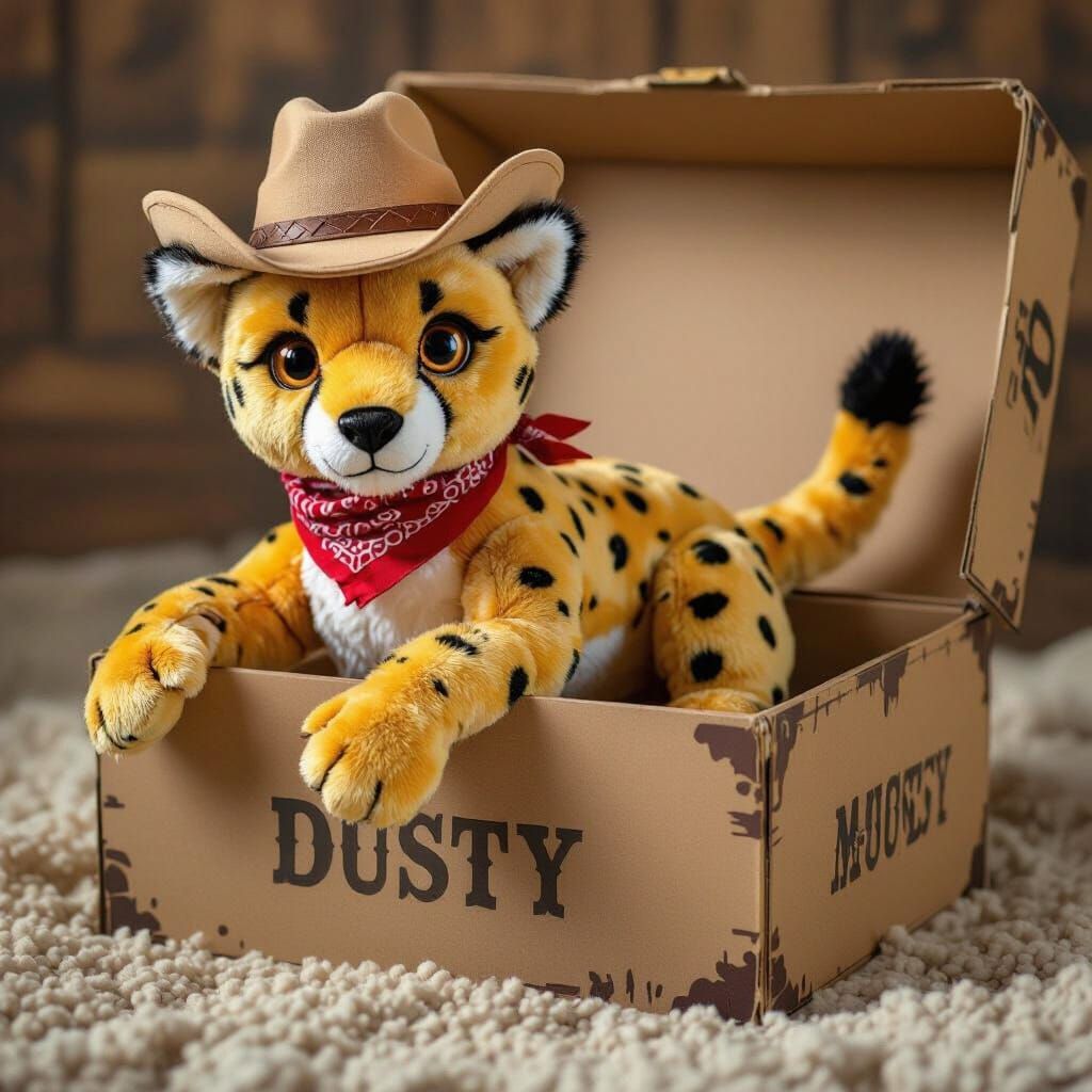 Robotic Cheetah Plush Toy in Western Cowboy Hat