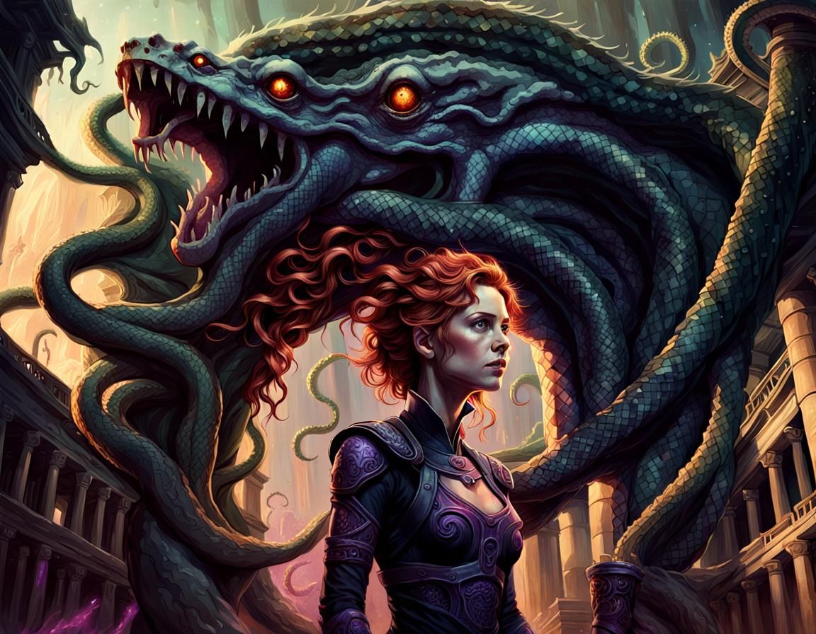 Ellen Ripley and Medusa in Dark Fantasy Art