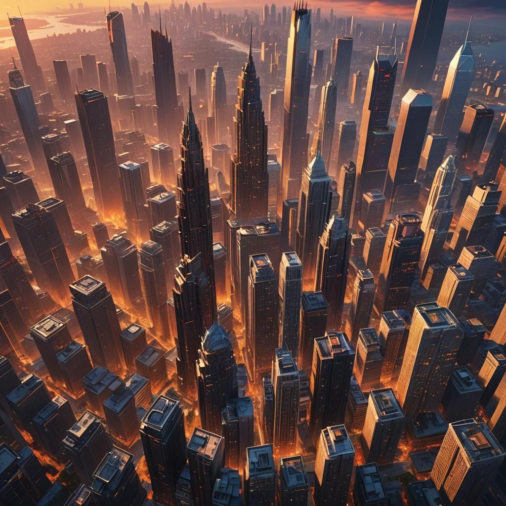 Cityscape Sunset: Detailed Matte Painting in Unreal Engine