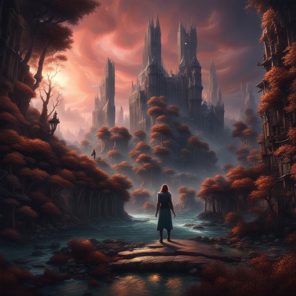 Heavenly Figure in Deep Color, Digital Matte Painting