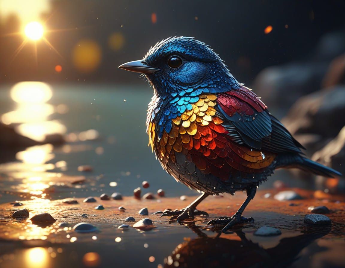 Vibrant Bird Shines in Photorealistic CGI Closeup