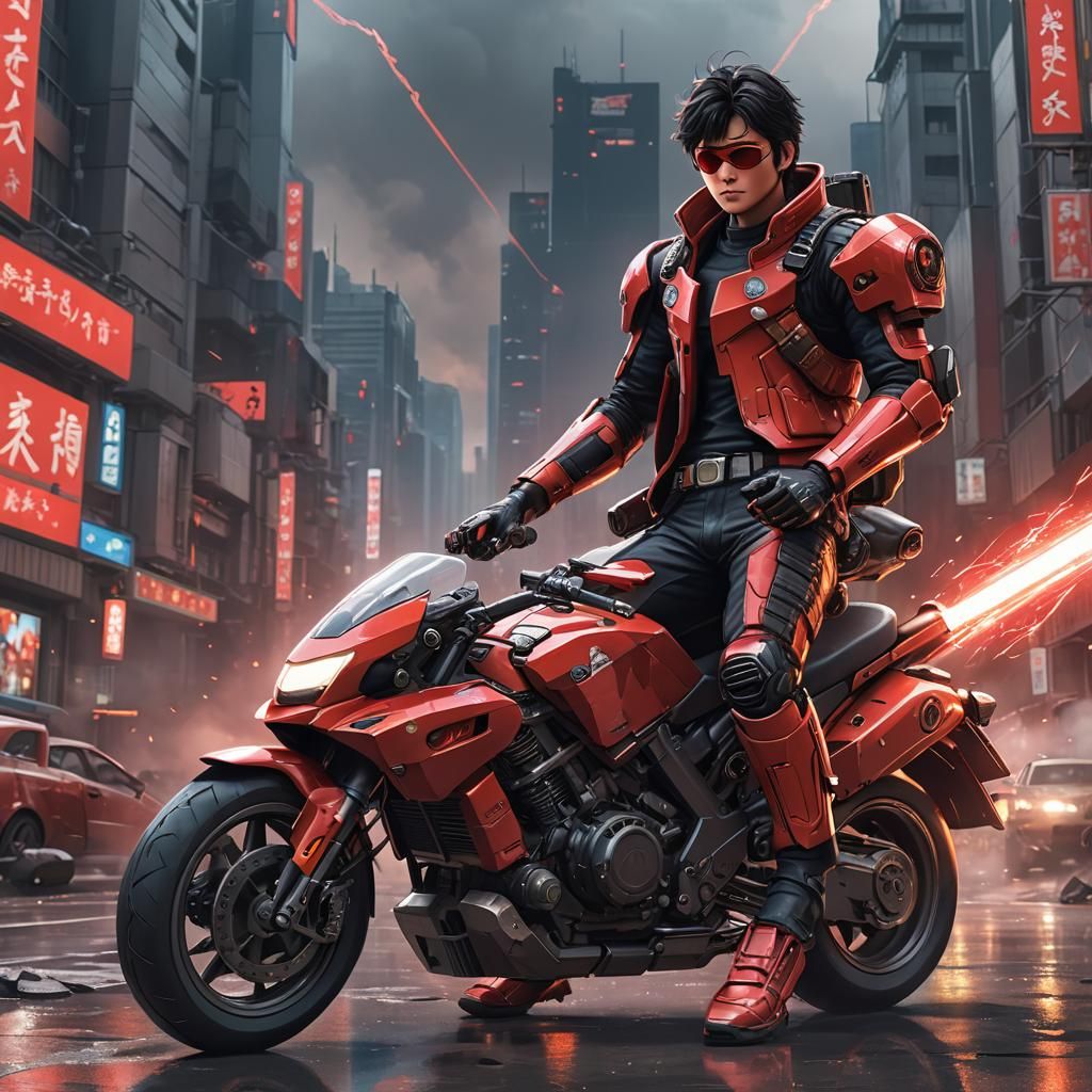 Kaneda's Motorcycle in Akira-Inspired 3D Anime Art