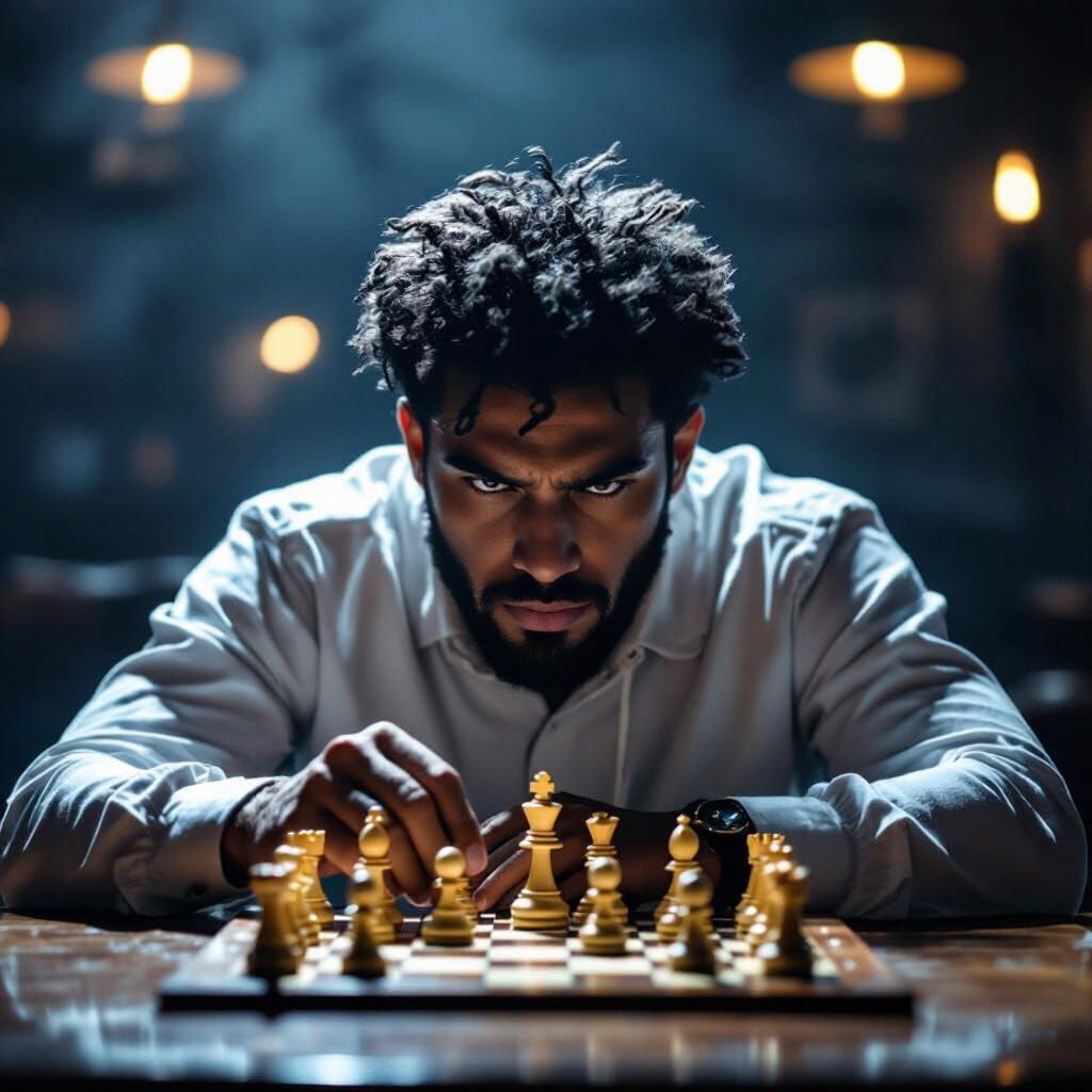 Jovan Gill Playing Chess With Intense Focus