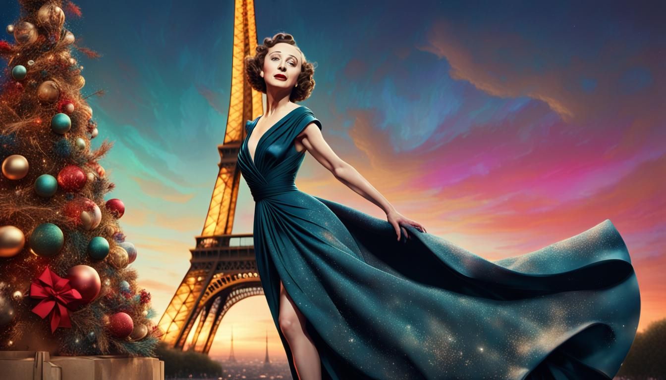 Edith Piaf Tribute at Eiffel Tower: Hyperrealistic Art